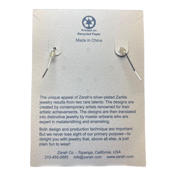 Zarah Wide-Eyed Owl Dangle Earrings Sterling Silver Plated Enamel Bird - Picture 4 of 4